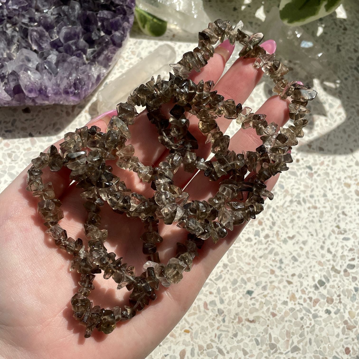 Smoky Quartz Chip Bracelet - Light Smoky Quartz Chip Bracelet - Light